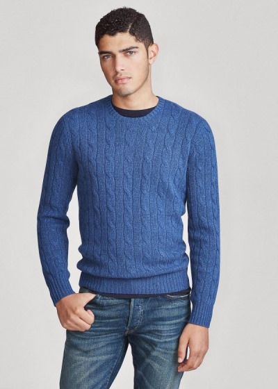 Sueter Polo Ralph Lauren Hombre Azul Marino - Cable-Knit Cashmere - ODHAR9785